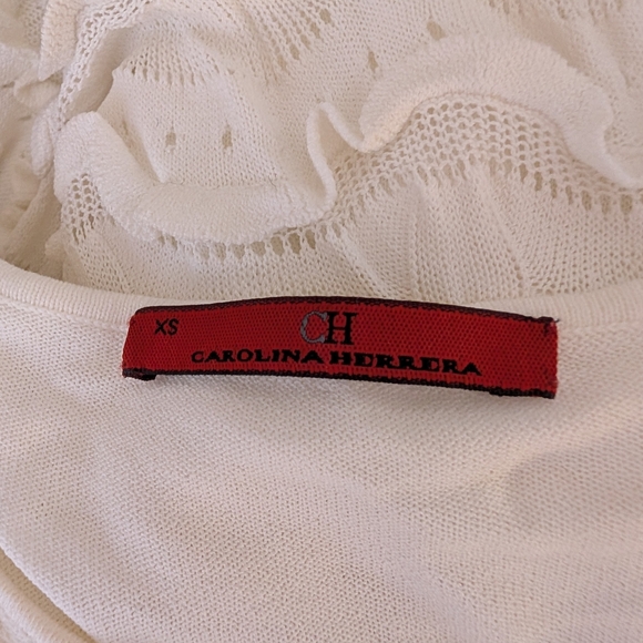 Carolina Herrera Cream Ruffle Knit Body Contouring Long Dress Size XS - Picture 5 of 9